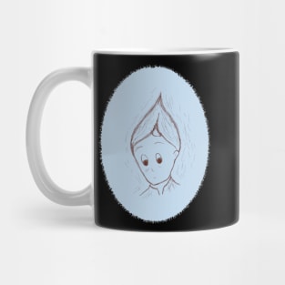 Christmas Elf on Baby Blue Background Mug